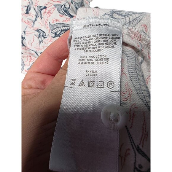 Columbia Shirt Mens XXL 2XL White Geometric PFG Fish Fishing Button Up Collared - Picture 11 of 16